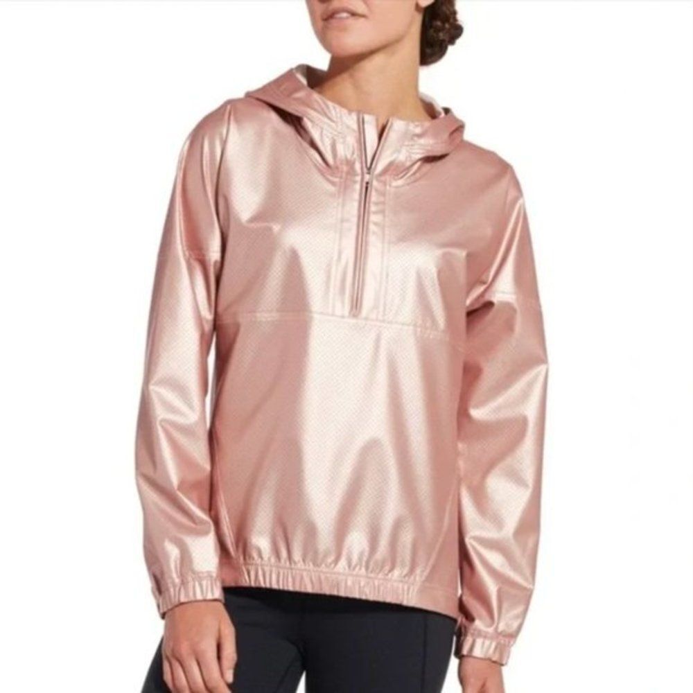 Calia Metallic Rose Gold Perforated Pullover - Picture 2 of 6